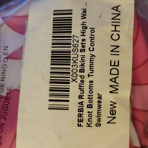 FERBIA Falbala High Waisted Ruffle Accented Bikini in Rose Red Size L - Picture 5 of 15